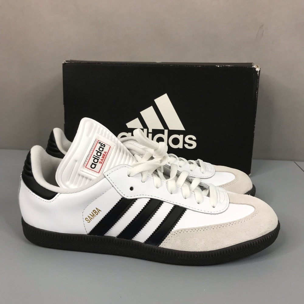 Adidas Samba Classic Run White/Black Soccer Lace Up Sneaker Shoes Men’s 10.5